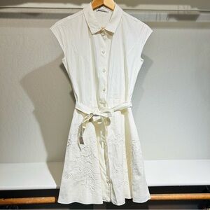 Carven white sleeve-less cotton dress with pockets, Size:XS